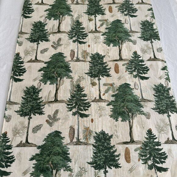 Pinecones Woodland Trees Fabric Branch Allover Beige David Textiles BTY - Picture 1 of 4